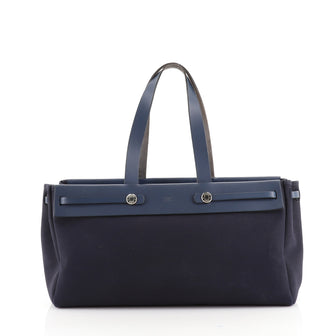 Hermes Herbag Cabas Toile and Leather MM