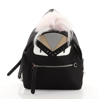 Fendi Monster Backpack Nylon with Leather and Fur Mini