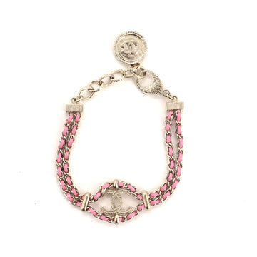 Chanel Chain CC Logo Bracelet Metal with Leather