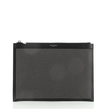 Saint Laurent Zip Pouch Studded Leather Medium