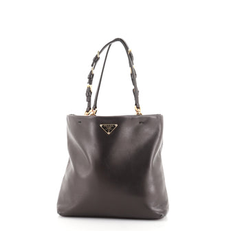Prada Buckle Logo Tote Leather Mini