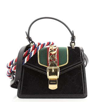 Gucci Sylvie Top Handle Bag GG Velvet Mini