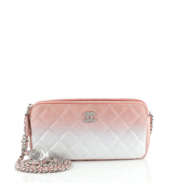 Chanel Double Zip Clutch with Chain Bag Ombre Quilted Calfskin