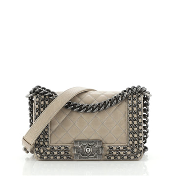 Chanel Chained Boy Flap Bag Quilted Glazed Calfskin Small