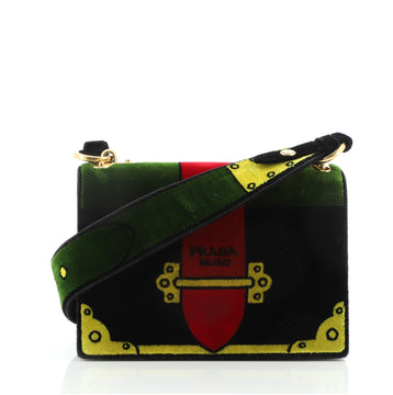 Prada Cahier Crossbody Bag Printed Velvet Small