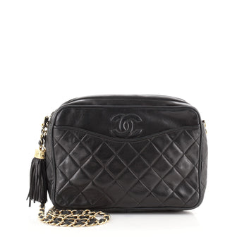 Chanel Vintage Camera Tassel Bag Quilted Leather Medium