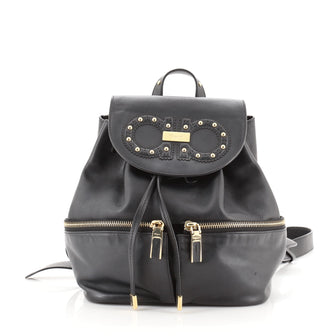 Salvatore Ferragamo Gancini Flap Drawstring Backpack Leather Mini