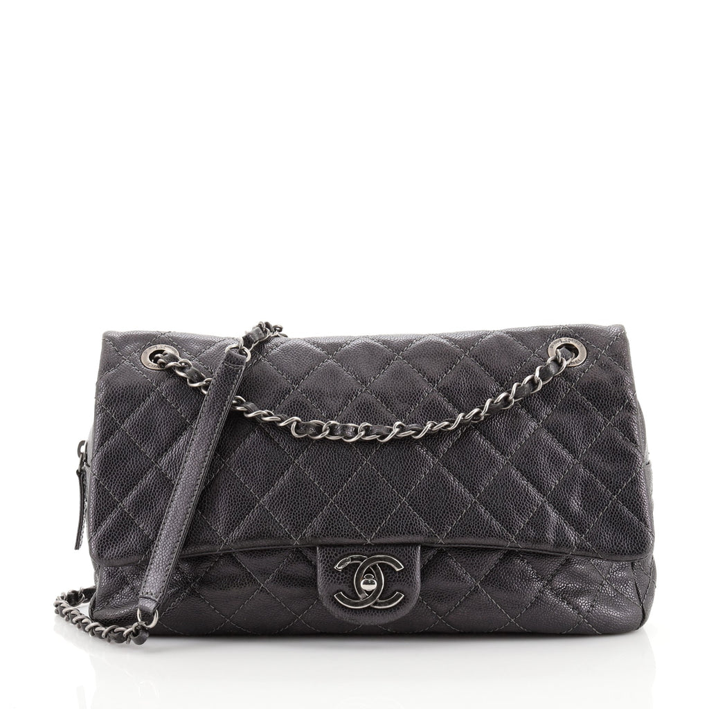 Chanel Grey suede caviar Jumbo flap bag Leather ref.175840 - Joli