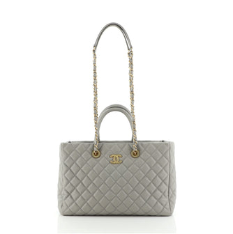 Chanel Coco Handle Shopping Tote Quilted Caviar Medium Gray 6872119