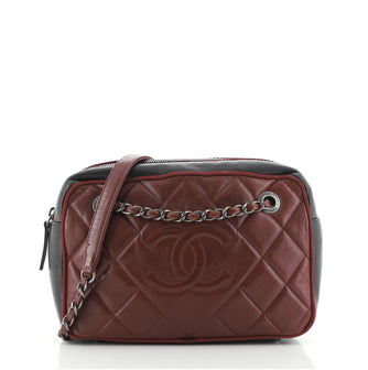 Chanel Diamond CC Camera Case Bag Quilted Lambskin Medium