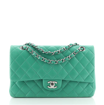 Chanel Flap Bag Green Lambskin Leather - Gold Hardware
