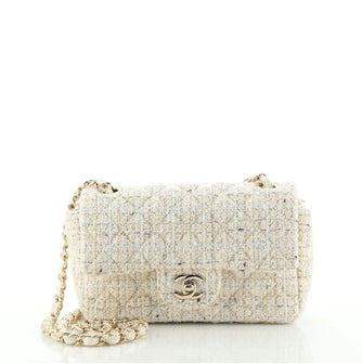 Chanel Classic Single Flap Bag Quilted Tweed Mini