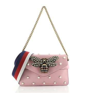 Gucci Broadway Pearly Bee Shoulder Bag Embellished Leather Mini