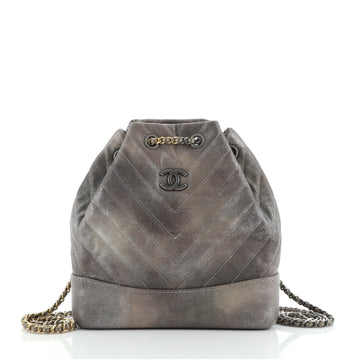 Chanel Gabrielle Backpack Chevron Metallic Caviar Small