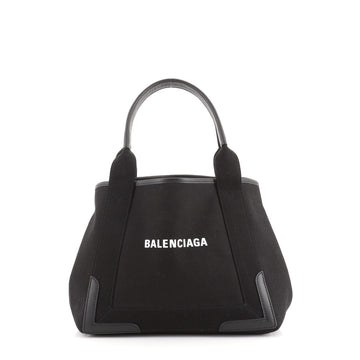 Balenciaga Navy Cabas Canvas with Leather Small