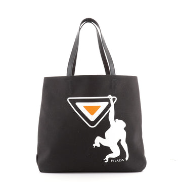 Prada Logo Tote Printed Canvas Large