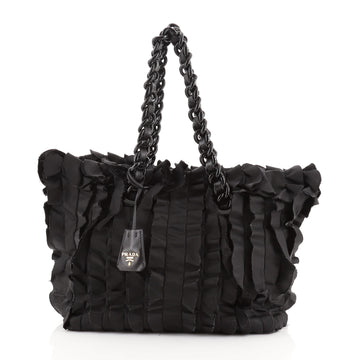 Prada Open Chain Tote Ruffled Tessuto Medium