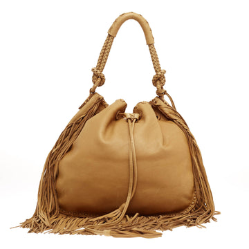 Ralph Lauren Multi Fringe Grained Leather Hobo