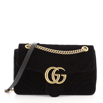 Gucci GG Marmont Flap Bag Matelasse Velvet Medium