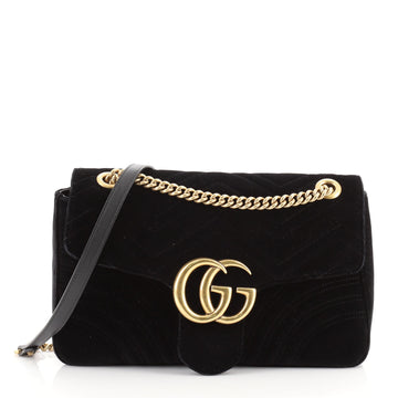 Gucci GG Marmont Flap Bag Matelasse Velvet Medium