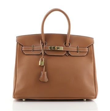 Hermes Birkin Handbag Brown Swift with Gold Hardware 35