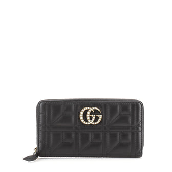 Gucci Pearly GG Marmont Zip Around Wallet Matelasse Leather