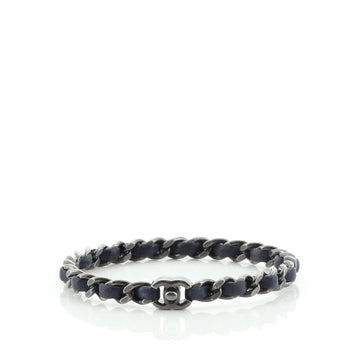Chanel Interwoven Chain CC Turnlock Bracelet Metal and Leather