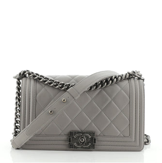 Chanel Boy Flap Bag Quilted Lambskin Old Medium
