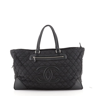 Chanel Vintage CC Zip Weekender Quilted Nylon Large