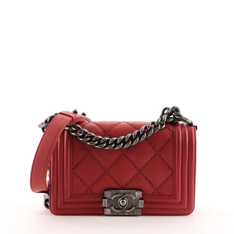 Chanel Stitch Boy Flap Bag Quilted Calfskin Small