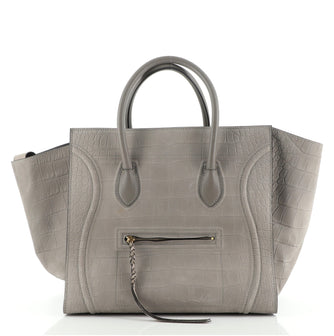 Celine Phantom Bag Crocodile Embossed Nubuck Large
