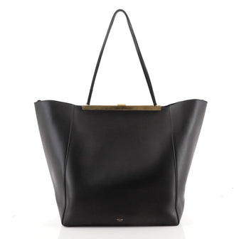 Celine Clasp Cabas Tote Leather Large