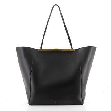 Celine Clasp Cabas Tote Leather Large
