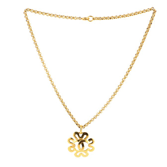 Chanel Vintage CC Clover Pendant Long Necklace Metal