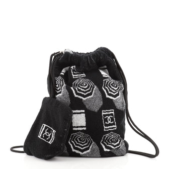 Chanel Vintage Drawstring Backpack Terry Cloth Medium