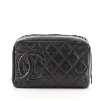 Chanel Cotton Club Cosmetic Pouch Quilted Aged Calfskin Small