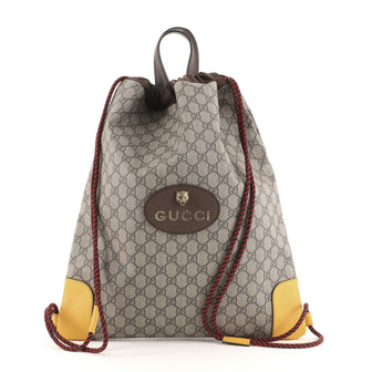 Gucci Neo Vintage Drawstring Backpack GG Coated Canvas Large