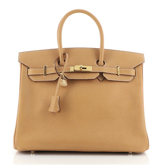 Hermes Birkin Handbag Brown Vache Liegee with Gold Hardware 35
