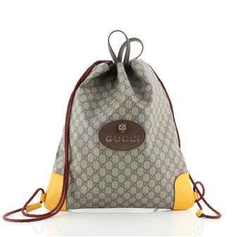 Gucci Neo Vintage Drawstring Backpack GG Coated Canvas Large