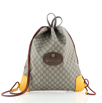 Gucci Neo Vintage Drawstring Backpack GG Coated Canvas Large