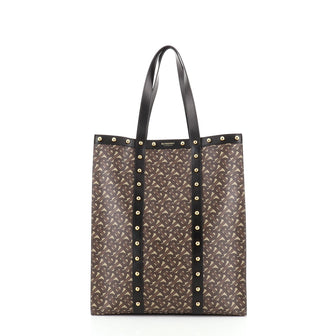 Burberry Portrait Tote Monogram Print E-Canvas with Studded Leather Medium
