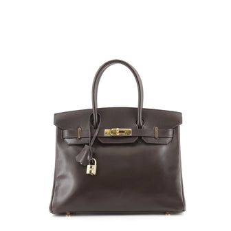 Hermes Birkin Handbag Brown Box Calf with Gold Hardware 30