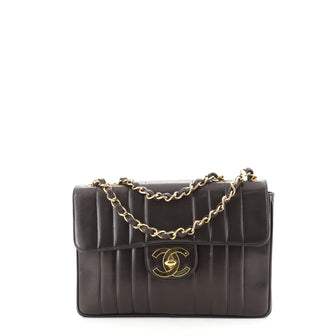 Chanel Vintage Classic Single Flap Bag Vertical Quilt Lambskin Jumbo