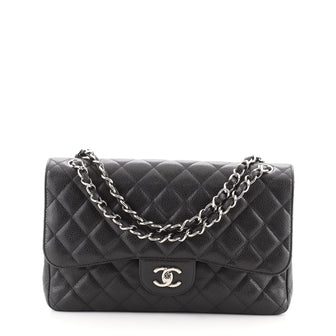 Chanel Classic Double Flap Bag Quilted Caviar Jumbo