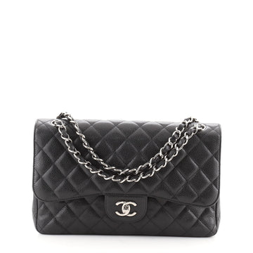 Chanel Classic Double Flap Bag Quilted Caviar Jumbo