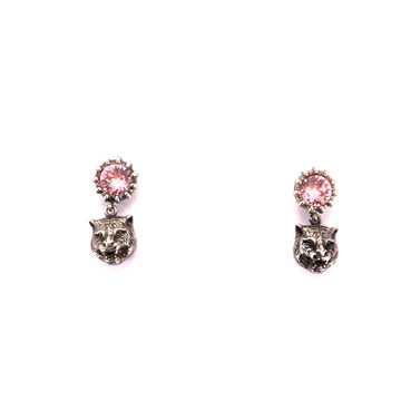 Gucci Feline Head Drop Earrings Metal with Crystal