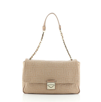 Versace Couture Flap Bag Stitched Matelasse Leather Large
