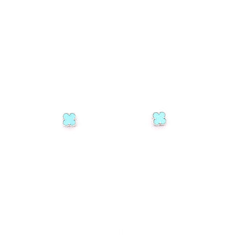 Van Cleef & Arpels Sweet Alhambra Stud Earrings 18K White Gold and Turquoise