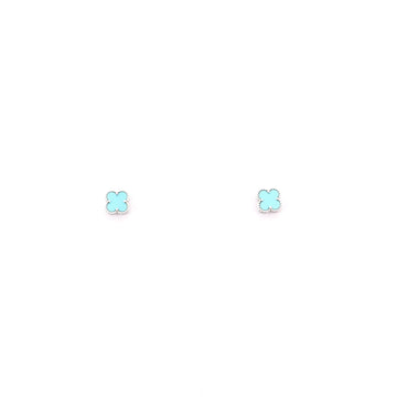 Van Cleef & Arpels Sweet Alhambra Stud Earrings 18K White Gold and Turquoise