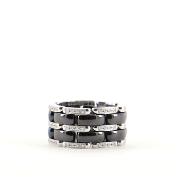 Chanel Ultra Link Ring 18K White Gold, Diamond and Hematite Large